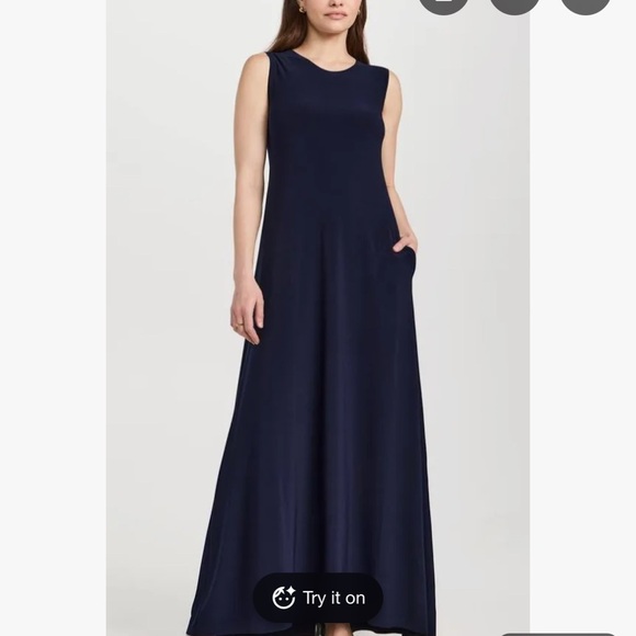 Norma Kamali Navy Norma Kamali Sleeveless Swing Maxi Dress size large NWT - Picture 3 of 7